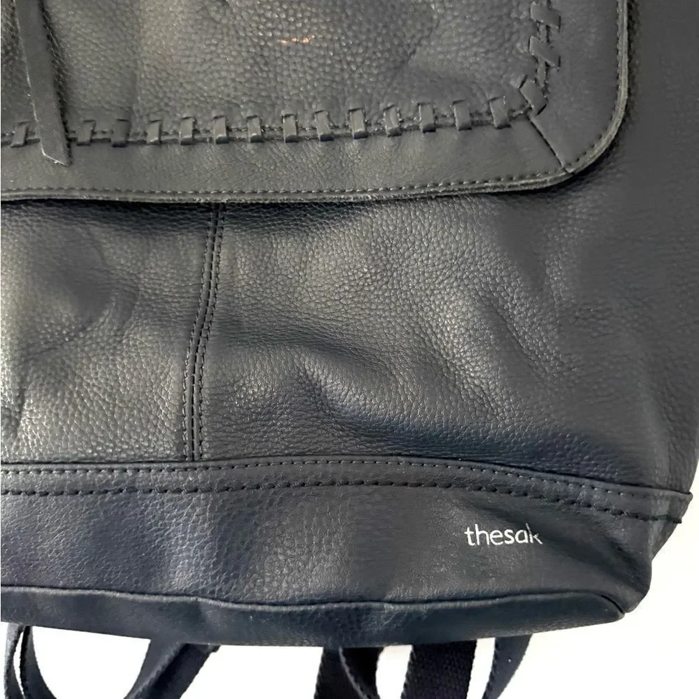 THE SAK Womens CLOVERDALE Large Pebble Leather Backpack Travel Bag Blue